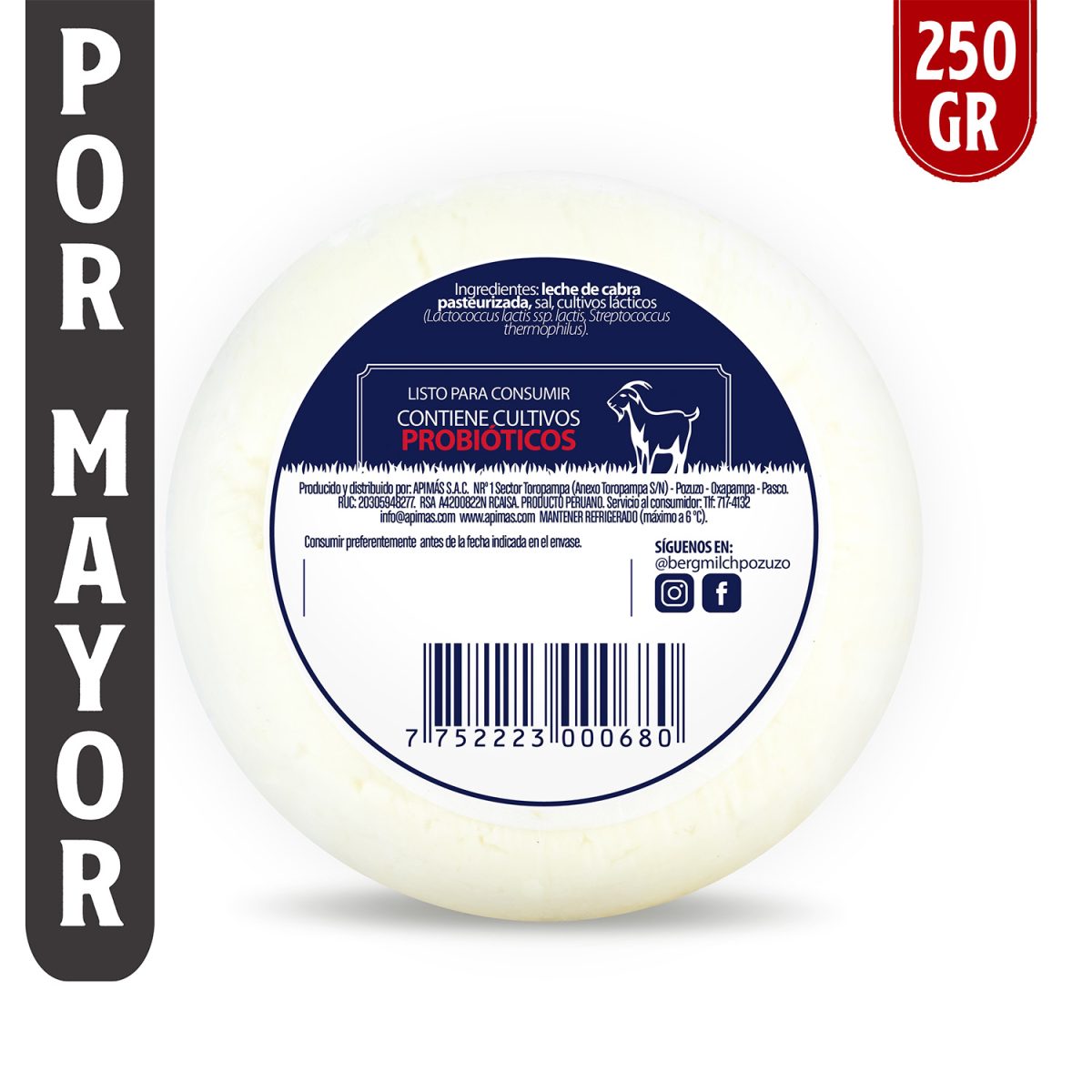Queso Fresco de Cabra Berg Milch 250 gr (Por Mayor) - Imagen 2