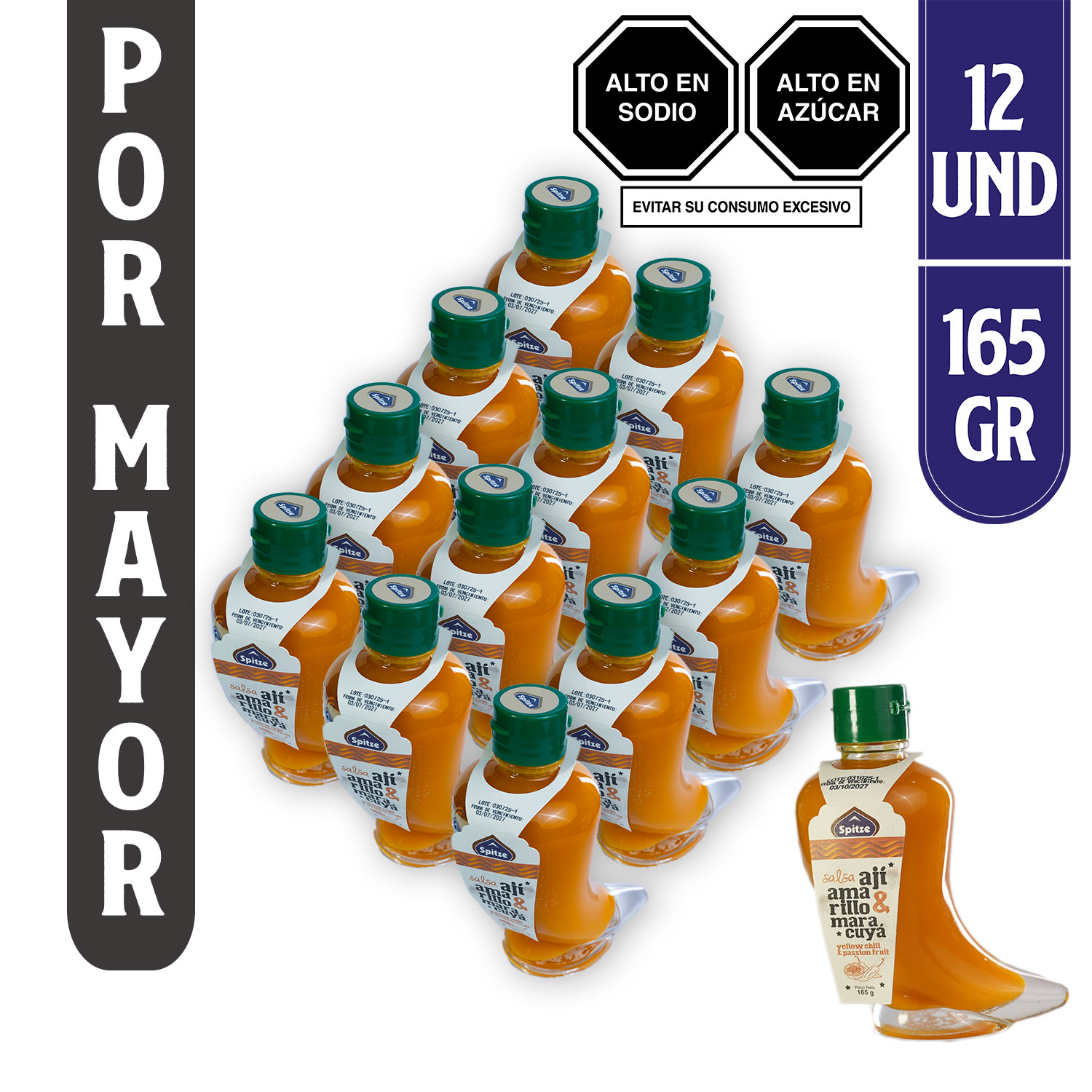 Salsa de Ají Amarillo con Maracuyá 165 gr (Caja x 12 Unidades)