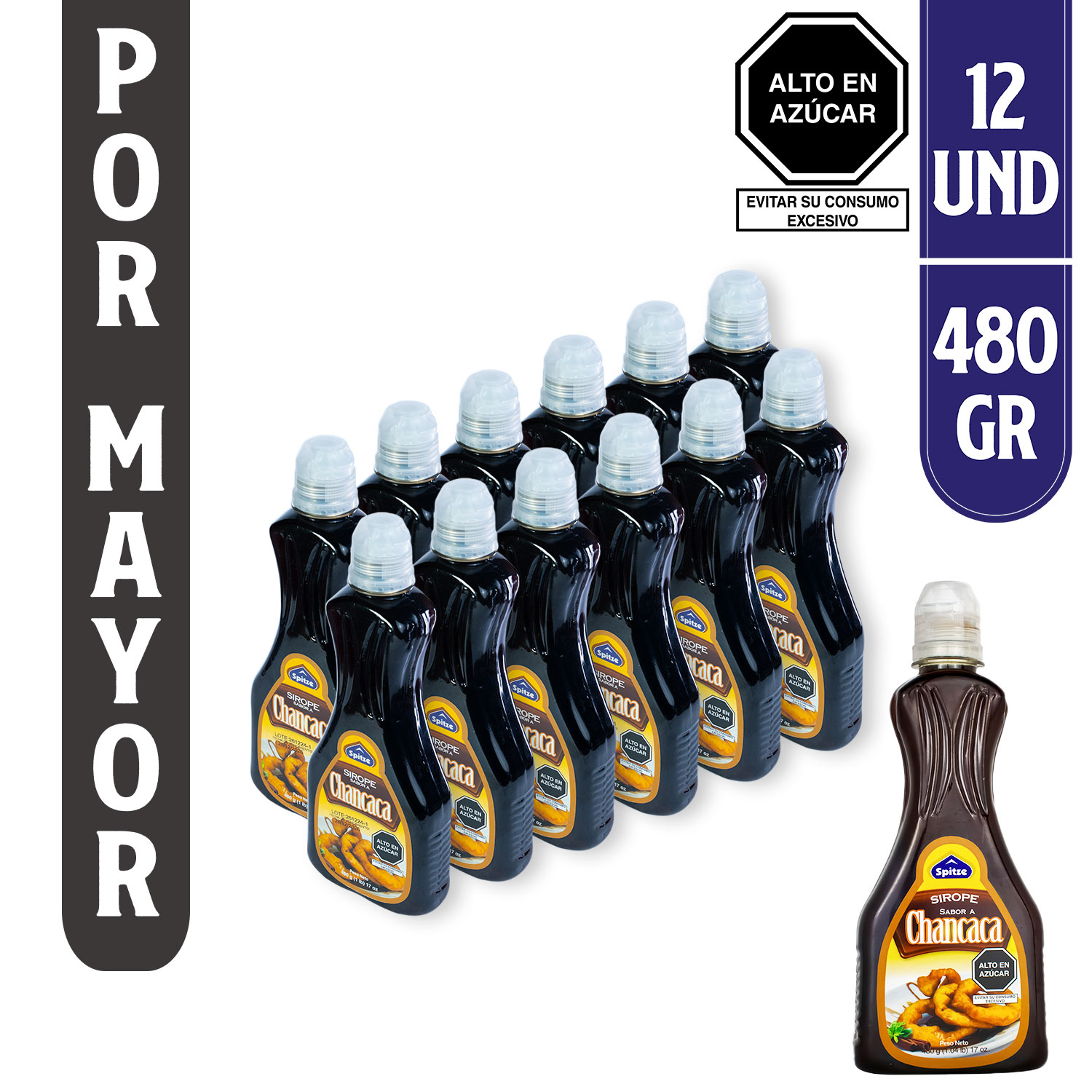 Sirope Sabor a Chancaca Spitze 480 gr (Caja x 12 Unidades)