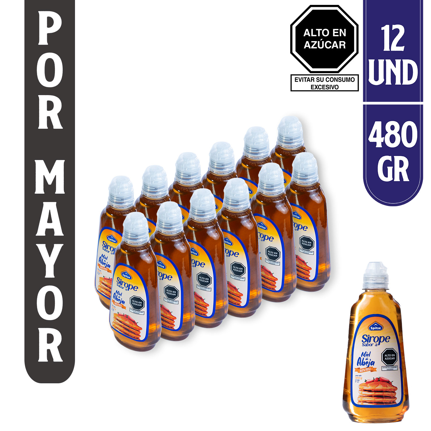 Sirope Sabor a Miel 480 gr (Por Caja de 12 Unidades)